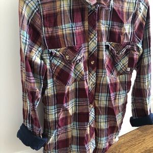 A&F Red Fitted Flannel